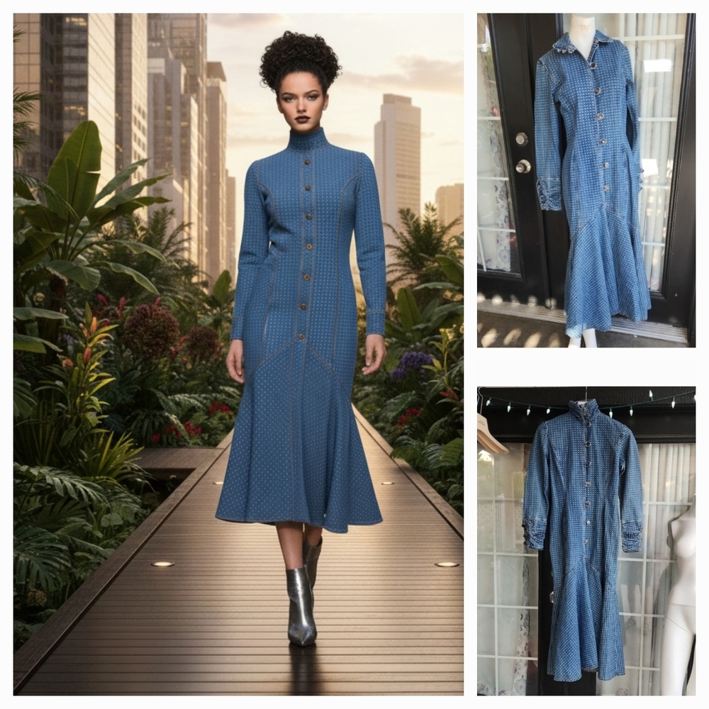 VERY‎ RARE VINTAGE 70’s WESTERN JEAN DRESS